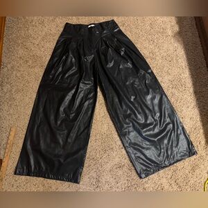 Everleigh Brooks Black Pleather Extra Wide Leg Pants | Size L